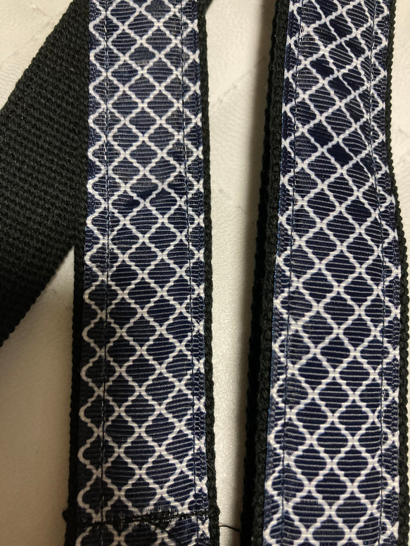 3.0幅 紺色モロッカン柄リボン縫い付け　ショルダー紐　 4枚目の画像