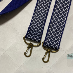 3.0幅 紺色モロッカン柄リボン縫い付け　ショルダー紐　 3枚目の画像