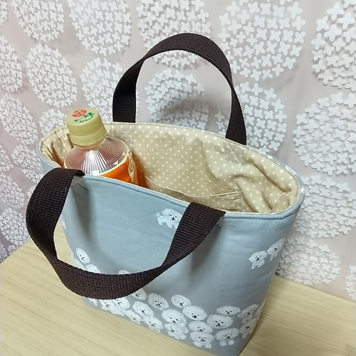 ビションフリーゼ【トートバッグ】グレー／綿麻キャンバス