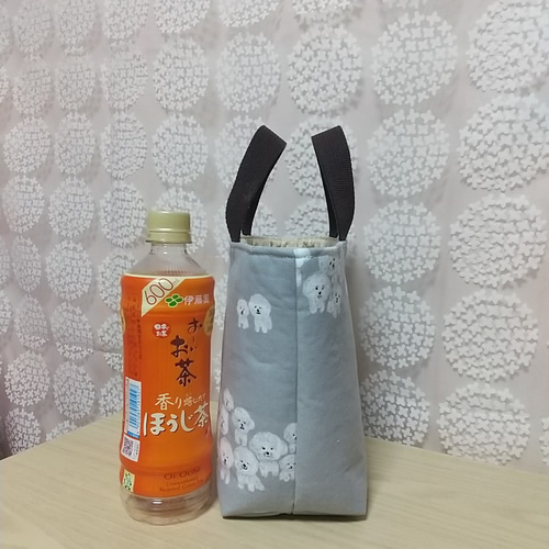 ビションフリーゼ【トートバッグ】グレー／綿麻キャンバス