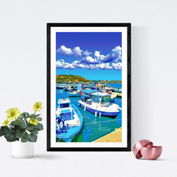 【アートポスター】ギリシャ コス島の港（作品No.484） 1枚目の画像