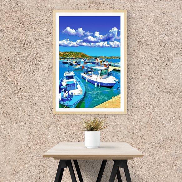 【アートポスター】ギリシャ コス島の港（作品No.484） 2枚目の画像