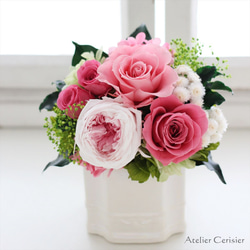 プリザーブドフラワー＜リル Sサイズ＞ピンク ローズ オールドローズ【お祝い】 5枚目の画像