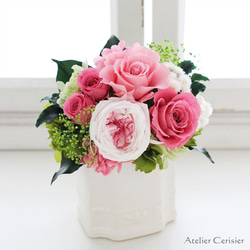 プリザーブドフラワー＜リル Sサイズ＞ピンク ローズ オールドローズ【お祝い】 2枚目の画像