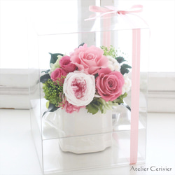 プリザーブドフラワー＜リル Sサイズ＞ピンク ローズ オールドローズ【お祝い】 6枚目の画像