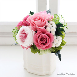 プリザーブドフラワー＜リル Sサイズ＞ピンク ローズ オールドローズ【お祝い】 3枚目の画像