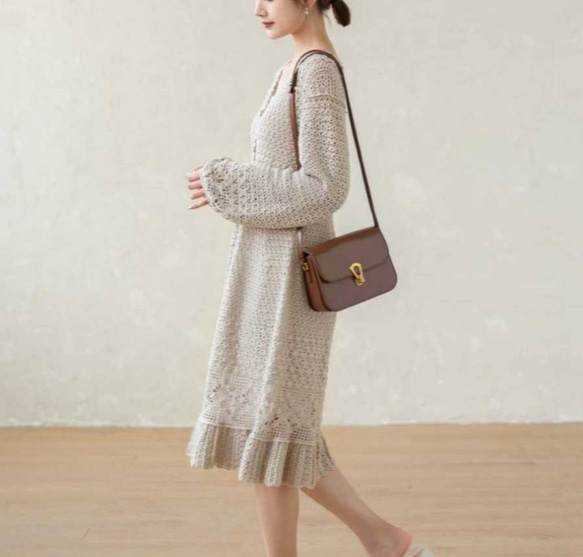 2023新作ワンピース手作りDIY編みかぎ針春、秋、冬 