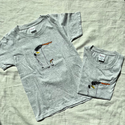 刺繍 tシャツ ペンギンの親子／ 2023年限定KODOMONOE大賞デザイン 5枚目の画像