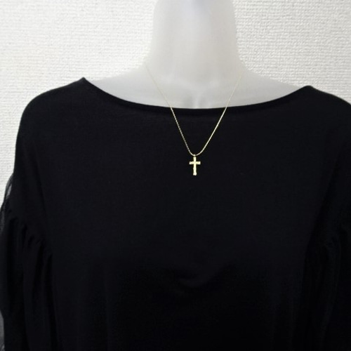 アンティーク風 シンプル クロス ペンダント ロング ネックレス