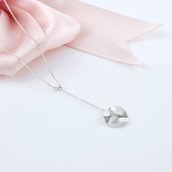 Wave Disc Drop Lariat Necklace, SV925, Adjustable Necklace 5枚目の画像