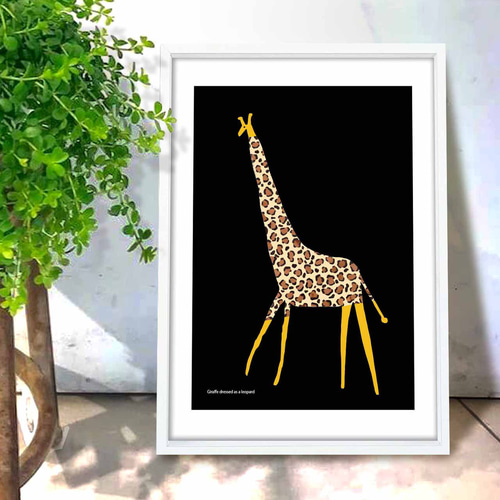 希望者のみラッピング無料】 アート「キリン」A4サイズ アート/写真