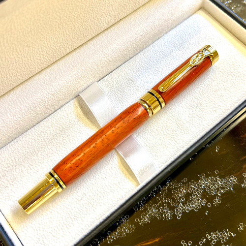 幻のオレンジ色の天然木・無着色】パドックの万年筆・ボールペン 2WAY