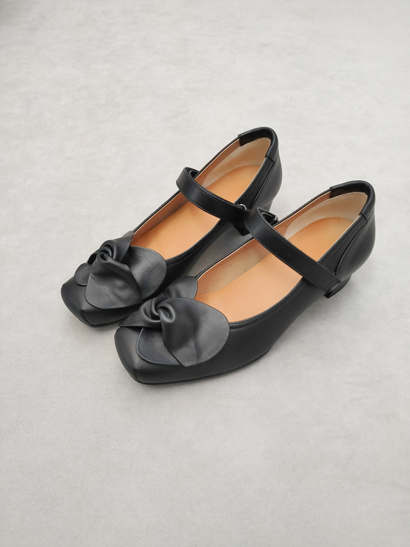 待望のベルト付き登場♪【返品・交換可】大丈夫、これなら履ける♪フカフカクッションで安心♪リボンがお洒落♪日本製♪黒色 2枚目の画像