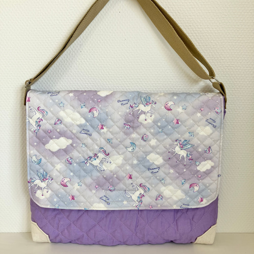 擦れやすい底角補強！キルティングショルダーバック 通園 図書・絵本袋