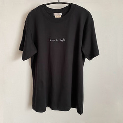 オーガニックコットンTシャツ　keep it simple　ブラック　黒T　レディース 2枚目の画像