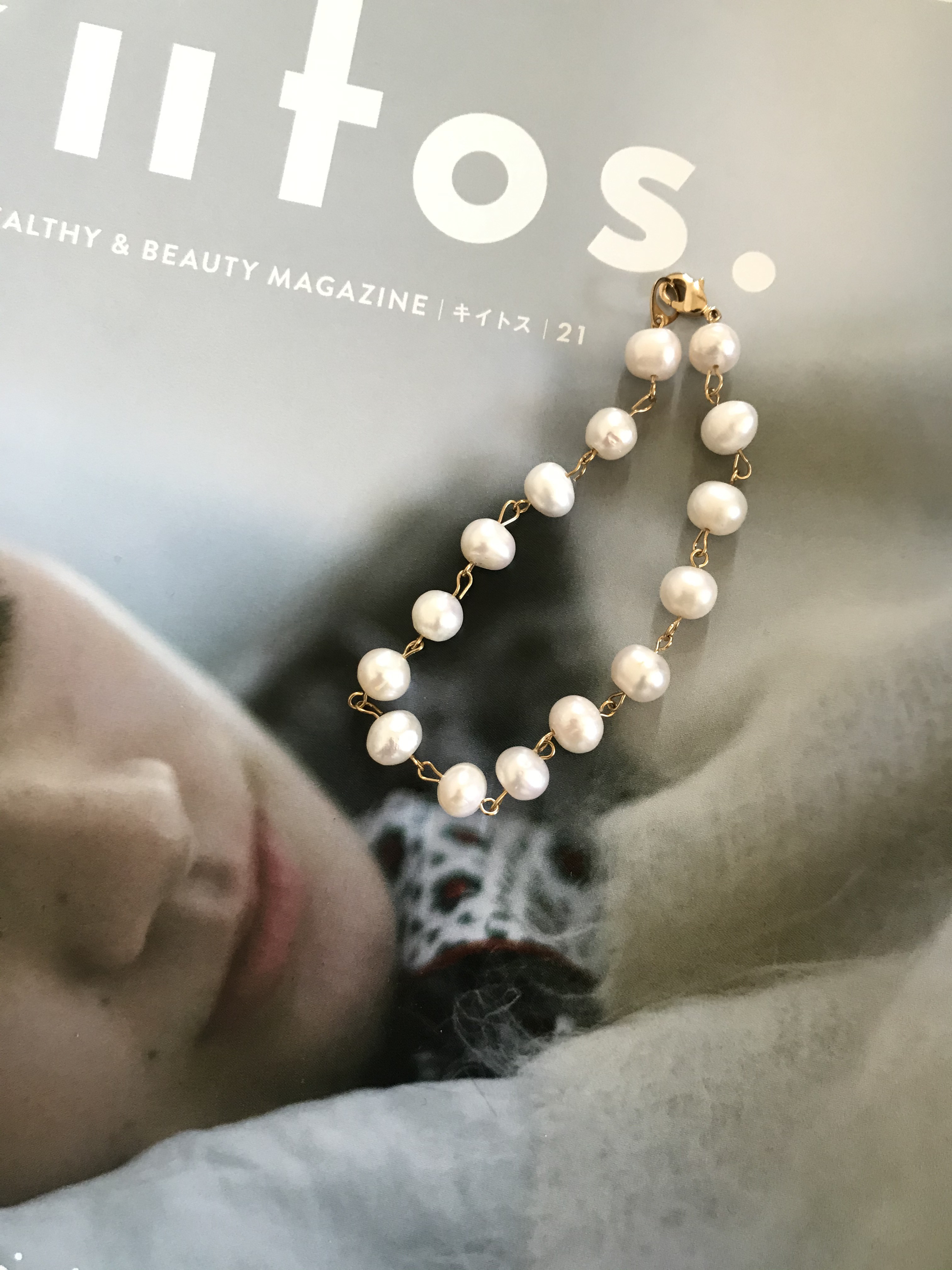 大きな淡水パールのブレスレット