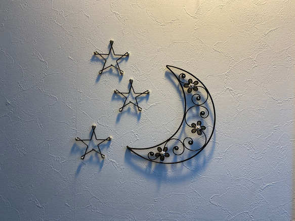 　〜月と星〜　ワイヤークラフト　アート　壁飾り　花　可愛い　おしゃれ　インテリア　癒し 9枚目の画像