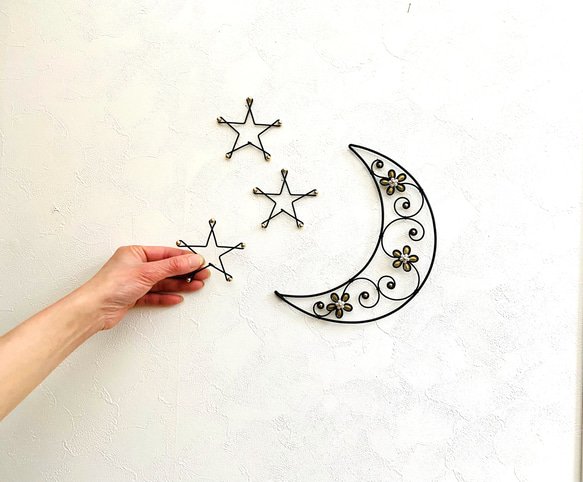 　〜月と星〜　ワイヤークラフト　アート　壁飾り　花　可愛い　おしゃれ　インテリア　癒し 10枚目の画像