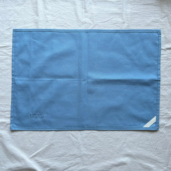 給食セット　ランチョンマット　ランチマット　40×60 くすみブルー　シンプル　無地　巾着袋 2枚目の画像