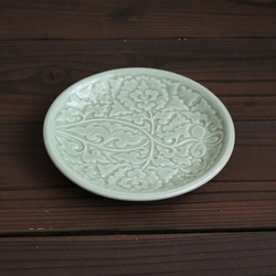 タイ セラドン焼 小皿 花柄のお皿 17.5cm 陶磁器 celadon-007 3枚目の画像