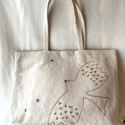 bird 刺繍帆布トートバッグ　d 1枚目の画像