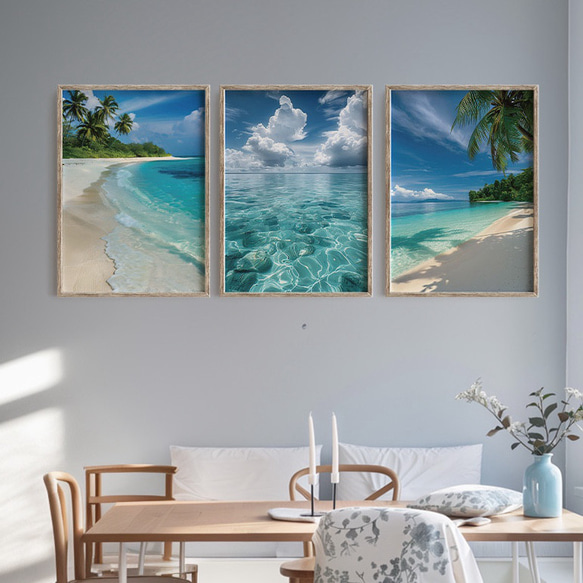 【お得な3枚セット】海の景色のポスター  インテリアポスター　A4サイズ〜 1枚目の画像