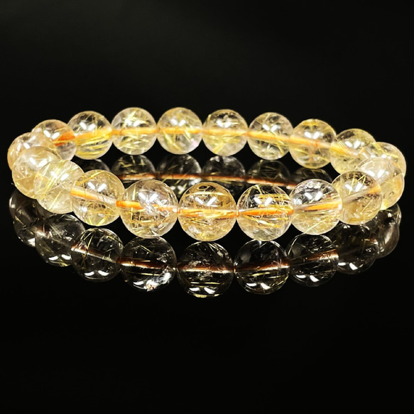 【キラキラ光る虹が美しい】現品一点物 ゴールドルチル ブレスレット 数珠 １０ミリ ３２ｇ ＧＫＲ４１ ギフトセット付 6枚目の画像