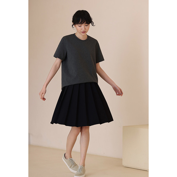 ウール混紡プリーツスカート　ブラックプリーツスカート　S-XL #0173 2枚目の画像