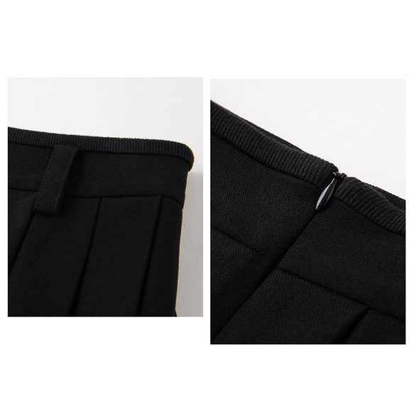 ウール混紡プリーツスカート　ブラックプリーツスカート　S-XL #0173 15枚目の画像