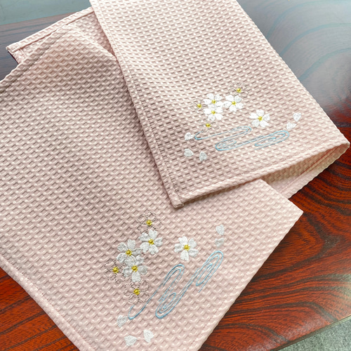 桜と観世水 刺繍ランチョンマット 2枚セット その他インテリア雑貨 Le