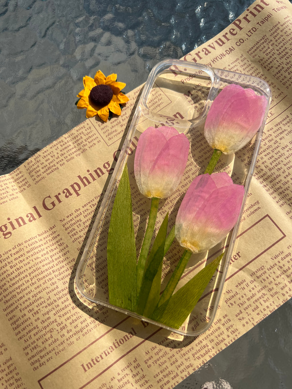 iPhone Xperia Galaxy 全機種対応 スマホケース 押し花ケース 人気 押し花 ❀ケース 花束 花物語 3枚目の画像