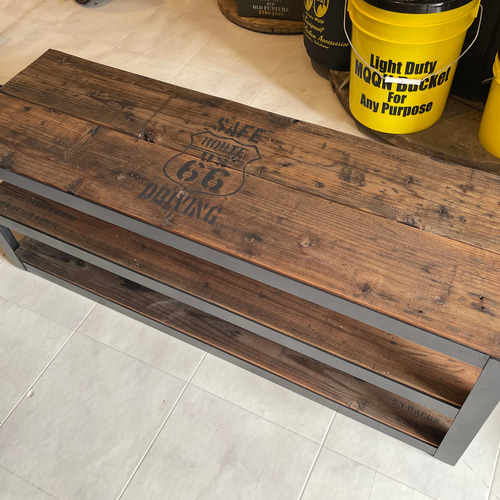 在庫あり即納TVボードアイアンステンシル足場板古材アップサイクル