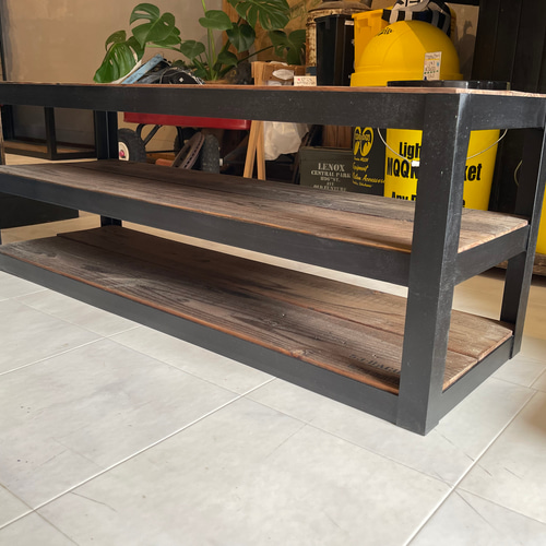 在庫あり即納TVボードアイアンステンシル足場板古材アップサイクル