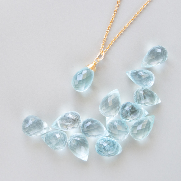 レモンクォーツムーンリーフカービングネックレス14kgf