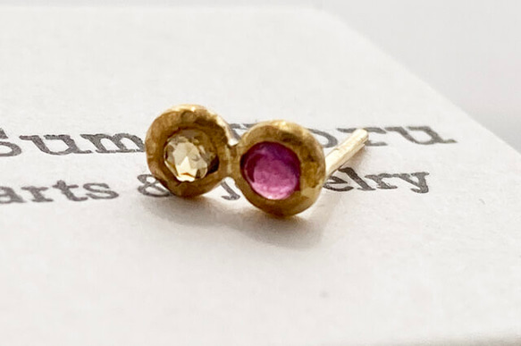 K24◇玫瑰式切割天然鑽石+天然紅寶石純金耳釘（單耳） 第5張的照片