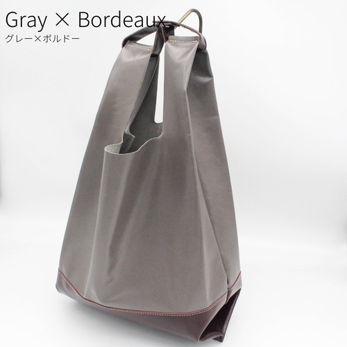 全6色】本革バイカラーレジ袋型バッグ（Lサイズ） ツートン