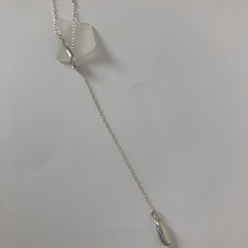 一点物』silver製 流れる様な雫 大人のY字ネックレス silver950