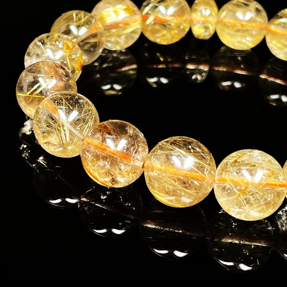 【神秘の守り石】現品一点物 ゴールドルチルクォーツ ブレスレット 勾玉 ルチル 金針水晶 数珠 １２ミリ Ｍｒｂ１０ 13枚目の画像