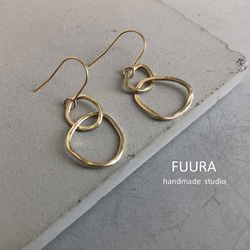 brass pierce awa /真鍮/ピアス/槌目/ループ/シンプル 1枚目の画像