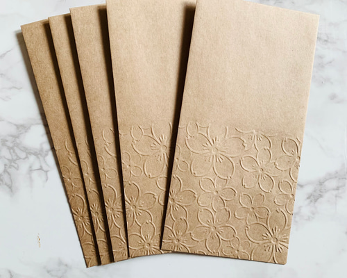 お札も入る封筒 桜 エンボス加工 クラフト紙 5枚 その他ラッピング用品