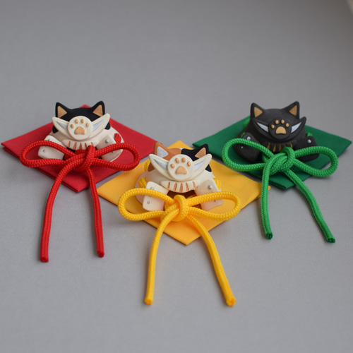 猫侍の猫耳兜（黒・白・ハチワレ・三毛）【受注製作】ご注文前に