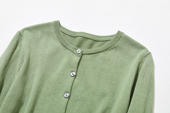 「No.1」可靠 ♪ 幸福舒適簡約設計棉質開襟衫長袖淺綠色 230301-2 第3張的照片