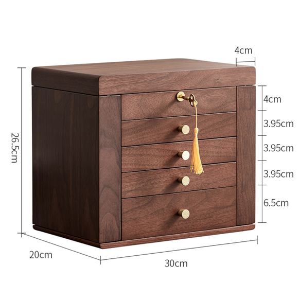 大容量で高級感のあるジュエリーボックス アクセサリー収納 木製の引き出し収納箱　大切な人へのプレゼント 