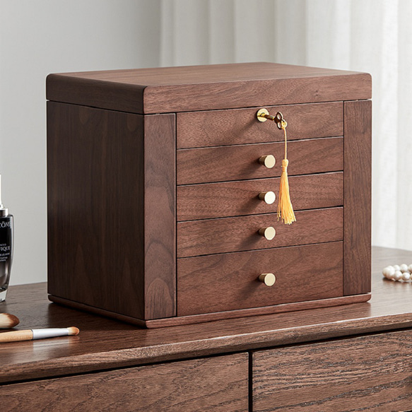 大容量で高級感のあるジュエリーボックス アクセサリー収納 木製の引き出し収納箱　大切な人へのプレゼント 