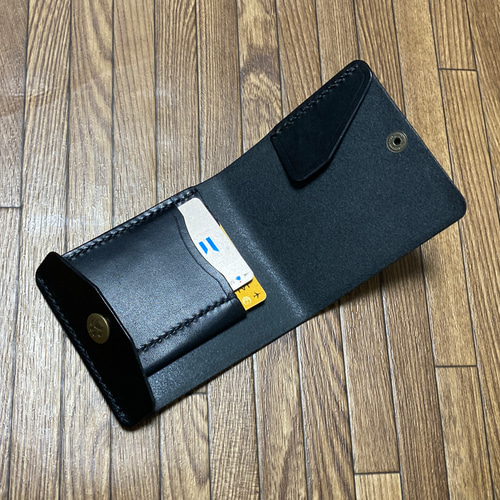 ｶｰﾄﾞﾎﾟｹｯﾄ2黒oil&生成紙幣ﾎﾙﾀﾞｰ】薄型ｼﾝﾌﾟﾙ札ばさみ MC2-08blkki