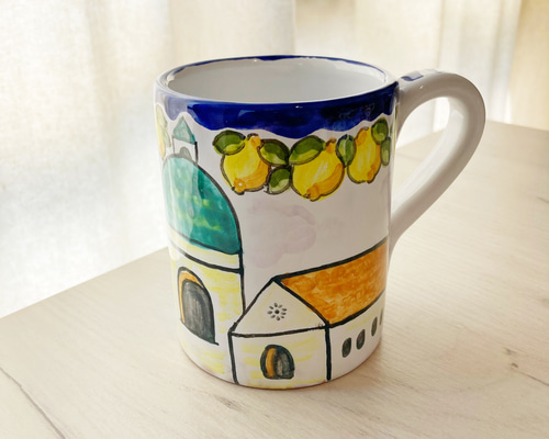 マグカップ 大 250ml BCR022 風景 レモン 海 南ヨーロッパ マヨリカ