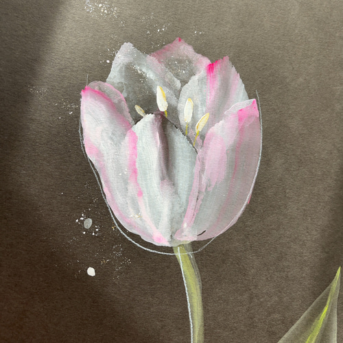 一輪のチューリップの花 ーb 【A3 原画】 絵画 DENNY HORIMIZU 通販