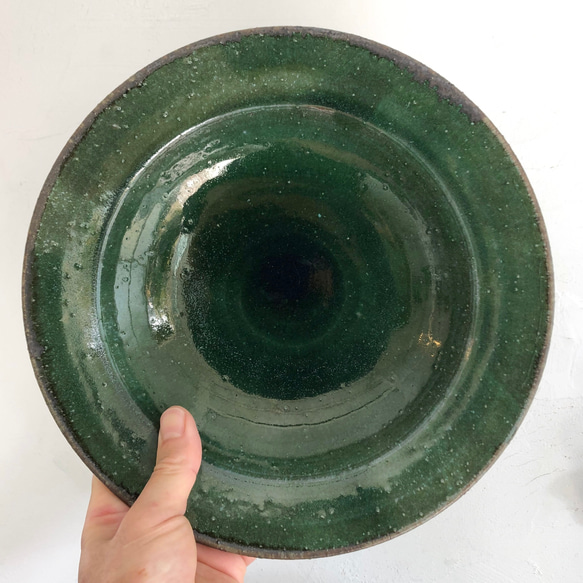 緑釉リム深皿 4枚目の画像