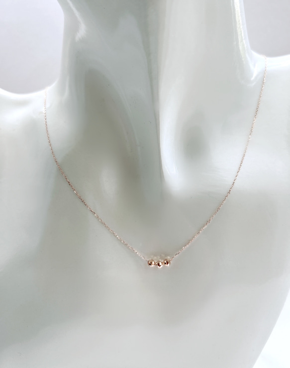 ピンクゴールド＊5点限定【K10】華奢長さが選べる♡3連twinkle Necklace 3枚目の画像