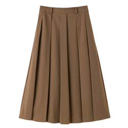 ウール混紡スカートプリーツスカート　テンセル混紡スカート　フレアスカート　ブラウン　S-XL #0175 13枚目の画像
